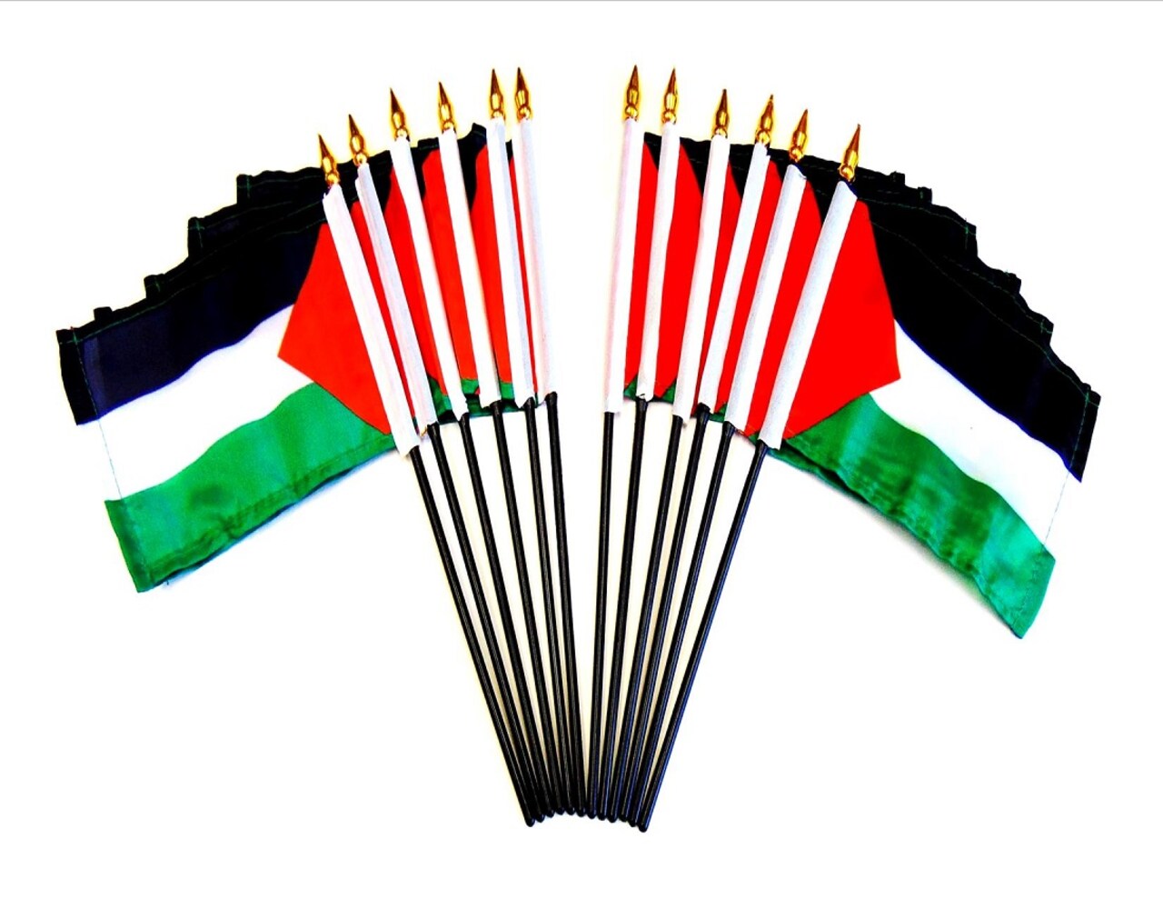 Pack of 12 Palestine Mini Flags – 4"x6" Polyester Desk & Hand Waving Set